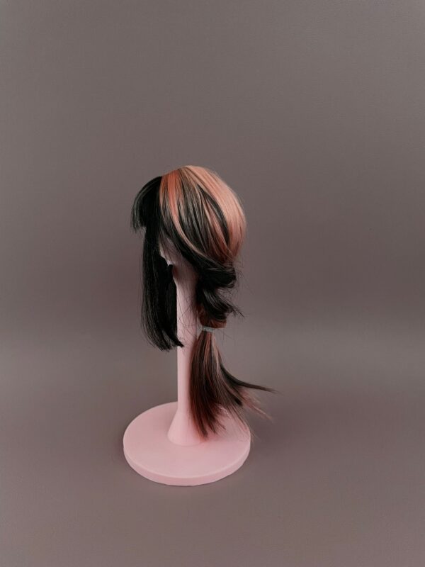 "Black Salmon" - salmon-pink black Alpaca Wig - Image 8